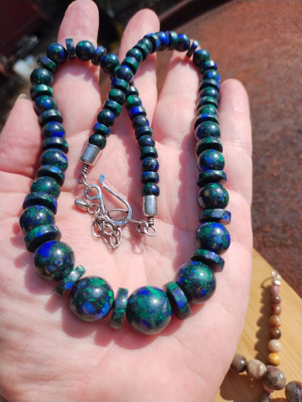Jay King DTR 925 Sterling Silver Azurite Malachite Graduated Bead Necklace 18" - Picture 7 of 11